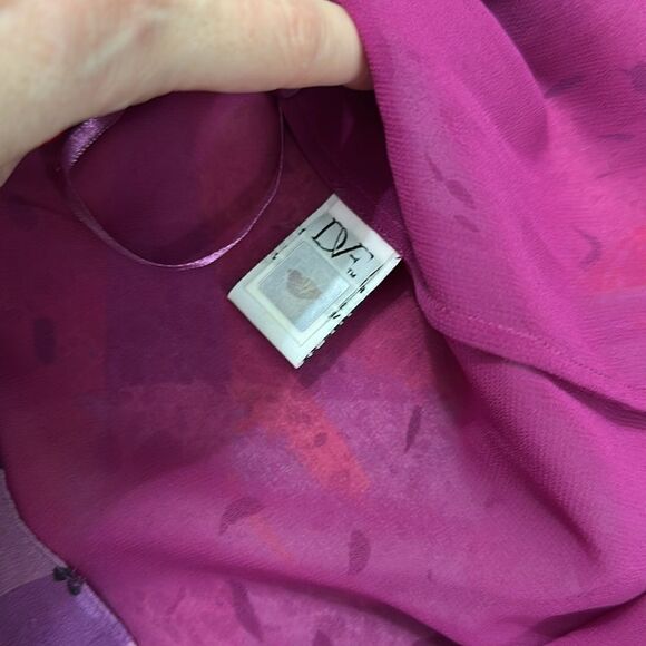 DVF Diane Von Furstenberg silk pink purple sleeveless blouse ruffle 2 - Picture 6 of 8